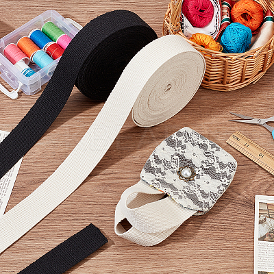 2Pcs 2 Colors 10 Yards Flat Cotton Ribbon OCOR-PH0002-56-1