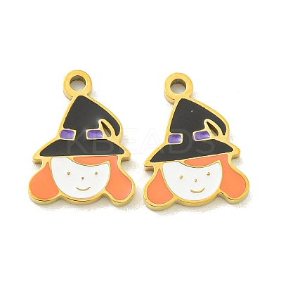 Halloween Theme Ion Plating(IP) 304 Stainless Steel Enamel Pendants STAS-M011-01C-1