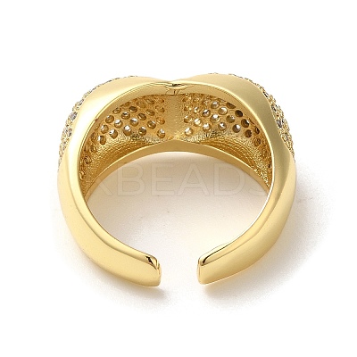Brass Pave Cubic Zirconia Open Cuff Rings for Women RJEW-M169-05G-1