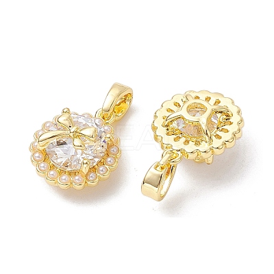 Brass Micro Pave Clear Cubic Zirconia Charms KK-K360-15G-1