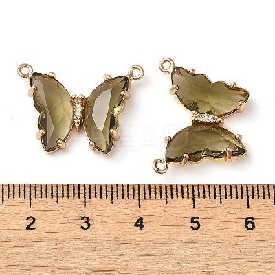 Brass Pave Faceted Glass Connector Charms FIND-Z020-03D-1
