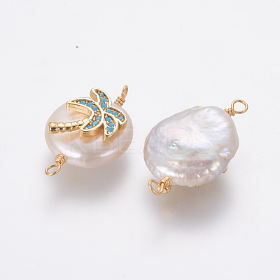 Natural Pearl Links connectors PEAR-F014-02G-D-1