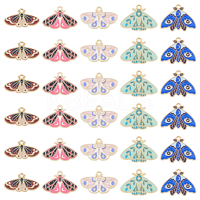 30Pcs 5 Styles Alloy Enamel Pendants ENAM-DC0001-70-1