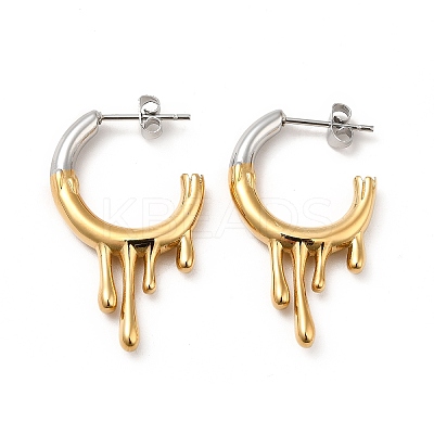 Two Tone 304 Stainless Steel Melting Dripping Stud Earrings LS-EJEW-F289-02GP-1