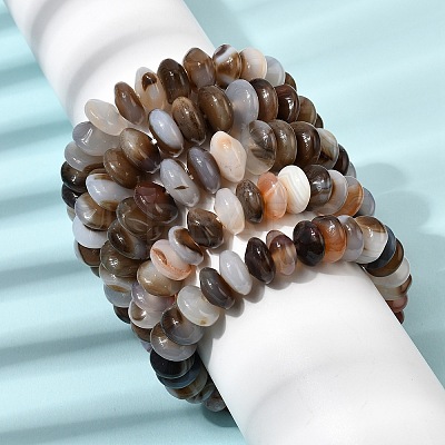 Natural Agate Beads Stretch Bracelets for Women Men G-P614-07-1