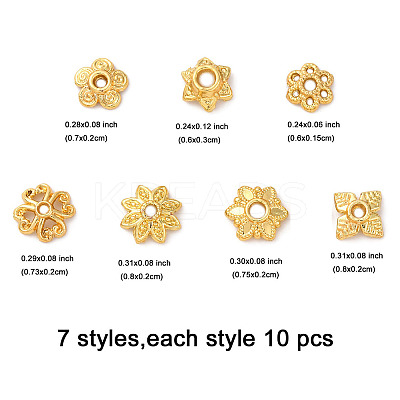 70Pcs 7 Styles Alloy Bead Caps FIND-FP0002-74-1