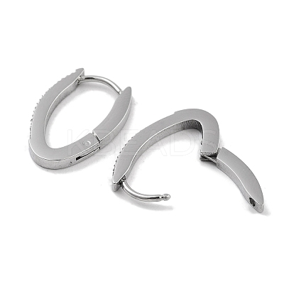 304 Stainless Steel Micro Pave Clear Cubic Zirconia Oval Huggie Hoop Earrings for Women EJEW-C096-03P-1