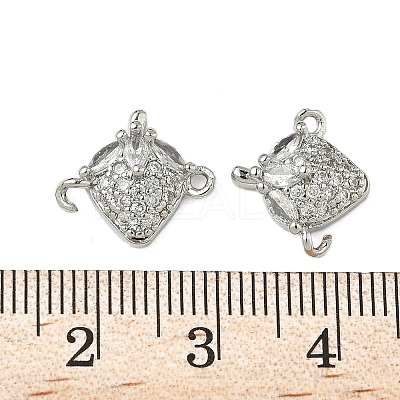 Brass Pave Clear Cubic Zirconia Fruit Connector Charms KK-Z109-01P-01-1