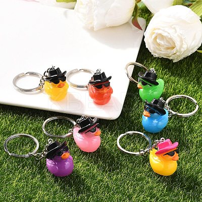7Pcs Resin Duck Pendant Keychain KEYC-YW00225-1