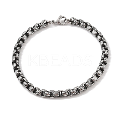304 Stainless Steel Box Chain Bracelets for Men BJEW-B096-33A-AS-1