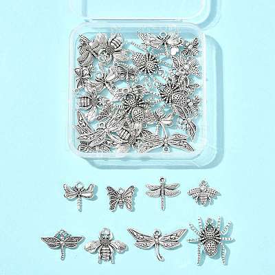 40Pcs 10 Styles Tibetan Style Alloy Pendants TIBEP-FS0001-45-1