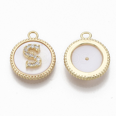 Brass Micro Pave Cubic Zirconia Pendants KK-T062-04S-NF-1