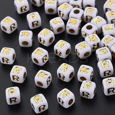 Opaque White Acrylic Beads X-MACR-Q242-010R-1