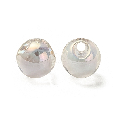 Transparent UV Plating Rainbow Iridescent Acrylic Beads OACR-P015-03L-1