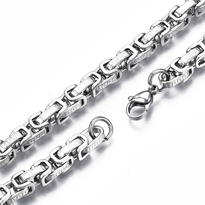 Non-Tarnish 201 Stainless Steel Byzantine Chain Bracelets BJEW-S057-81-1