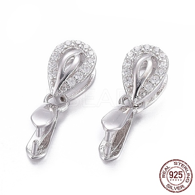 Anti-Tarnish Rhodium Plated 925 Sterling Silver Pendant Bails X-STER-L058-028P-1
