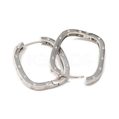 Brass Oval with Polka Dot Hoop Earrings for Woman EJEW-F314-02C-P-1