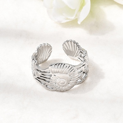 304 Stainless Steel Open Cuff Rings for Women RJEW-K313-15P-1