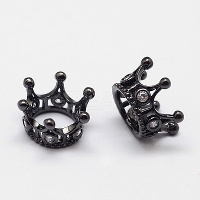 Crown Brass Micro Pave Grade AAA Cubic Zirconia European Bead X-ZIRC-O022-60B-NR-1