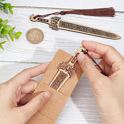 Sword Bamboo Bookmarks AJEW-WH0291-91-1