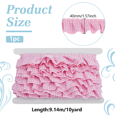 10 Yards Polyester Ruffled Pleated Tartan Lace Ribbon OCOR-PH0005-22B-1