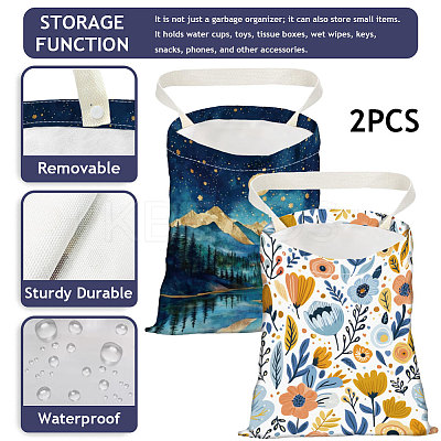 2Pcs 2 Colors Printed Polyester Hanging Car Trash Bags ABAG-DR0001-16D-1