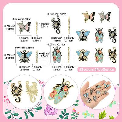 16Pcs 8 Styles Alloy Enamel Pendants ENAM-FS0003-95-1