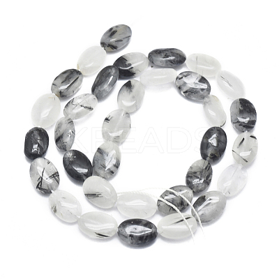 Natura Tourmalinated Quartz/Black Rutilated Quartz Beads Strands G-D0001-19-1