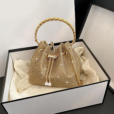 2Pcs Alloy Bucket Bag Drawstring Chains DIY-WR0003-08G-1
