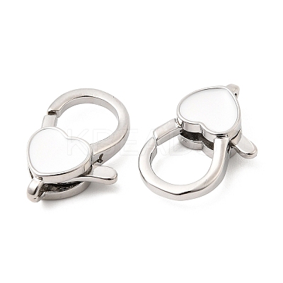 Heart Brass Enamel Lobster Claw Clasps KK-Z147-02P-02A-1