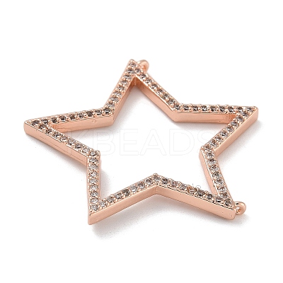 Rack Plating Brass Micro Pave Cubic Zirconia Connector Charms KK-G515-42RG-01-1