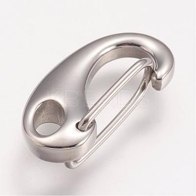 Tarnish Resistant 304 Stainless Steel Push Gate Snap Keychain Clasp Findings STAS-F083-06P-1