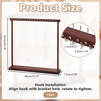 2Pcs Wood Necklace Organizer Display Stands NDIS-WH0016-15B-01-1