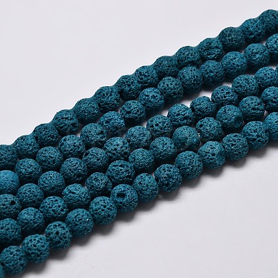 Natural Lava Rock Round Bead Strands G-I124-6mm-09-1