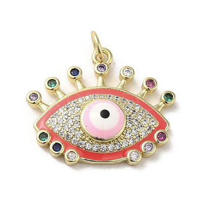 Brass Micro Pave Cubic Zirconia Pendants KK-E092-09G-01-1