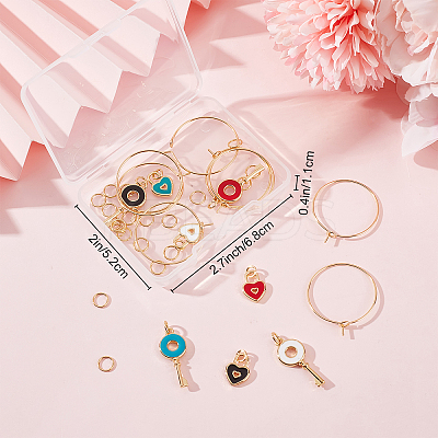 DIY Heart Padlock & Key Wine Glass Charm Making Kit DIY-BBC0001-18-1