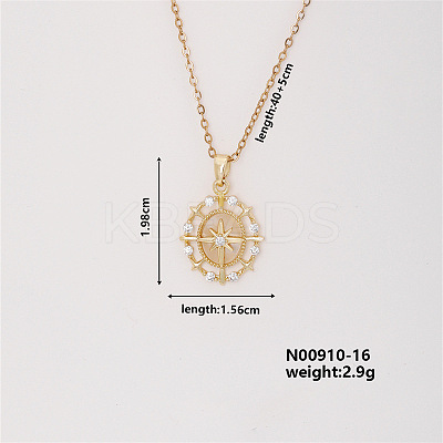 Elegan Brass Micro Pave Cubic Zirconia Oval with Star Pendant Necklace for Women YM2366-4-1