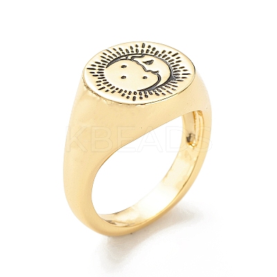 Brass Signet Ring for Women RJEW-E058-01G-06-1