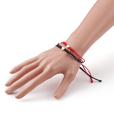 Unisex Adjustable Nylon Thread Braided Bead Bracelets Sets BJEW-JB05832-1
