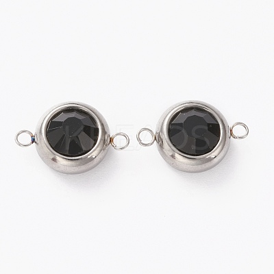 Stainless Steel Color Plated 304 Stainless Steel Pave Cubic Zirconia Links Connectors STAS-I169-02P-04-1