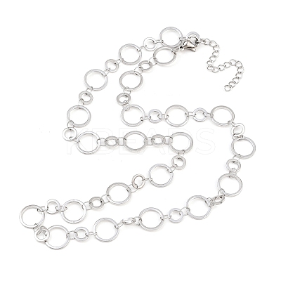 304 Stainless Steel 6MM and 10MM Ring Link Chain Necklaces NJEW-P343-02A-P-1