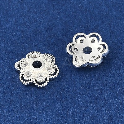 Brass Micro Pave Clear Cubic Zirconia Bead Caps KK-I719-13B-S-1