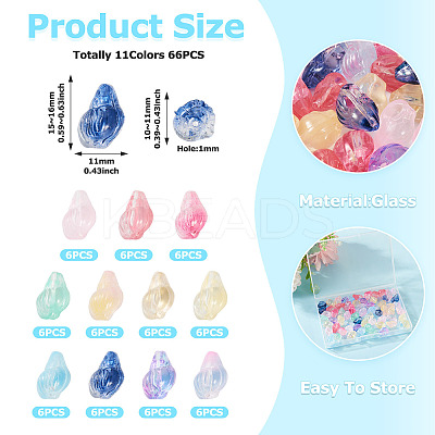 66Pcs 11 Colors Transparent Spray Paint Glass Beads GLAA-TA0003-18-1
