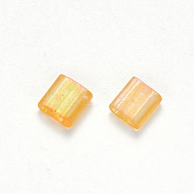 FGB 2-Hole Baking Paint Transparent Glass Seed Beads X-SEED-S031-L-251-1