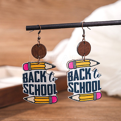 Teachers' Day Printed Wooden Dangle Earrings for Teachers FS-WG20E88-04-1