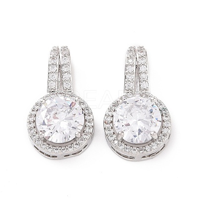 Brass Micro Pave Cubic Zirconia Pendants KK-E068-VC424-1