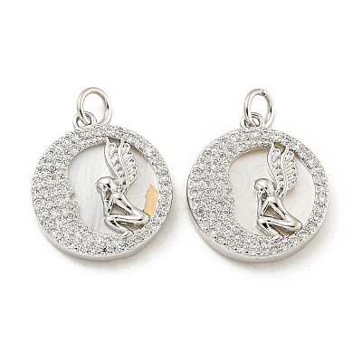 Brass Micro Pave Clear Cubic Zirconia Pendants KK-L211-018P-01-1