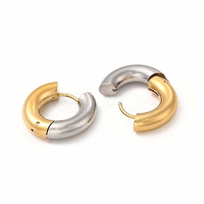 Two Tone 304 Stainless Steel Huggie Hoop Earrings for Women EJEW-C011-07D-1
