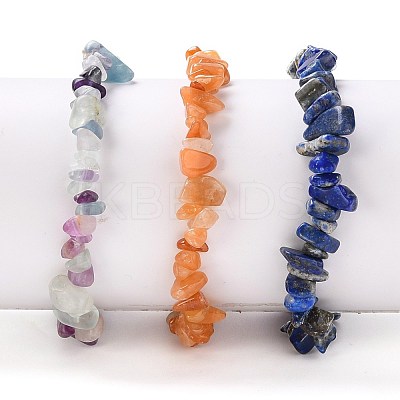 Chip Natural Gemstone Beaded Stretch Bracelets Sets X-BJEW-JB05700-1