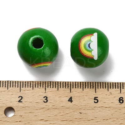 St. Patrick's Day Series Printed Schima Wood European Beads WOOD-V002-01I-1